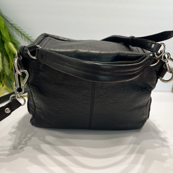 Vince Camuto Black Crossbody Large Patch Leather Crossbody Bag, 1"W x 8"H x 7"D - Picture 4 of 9